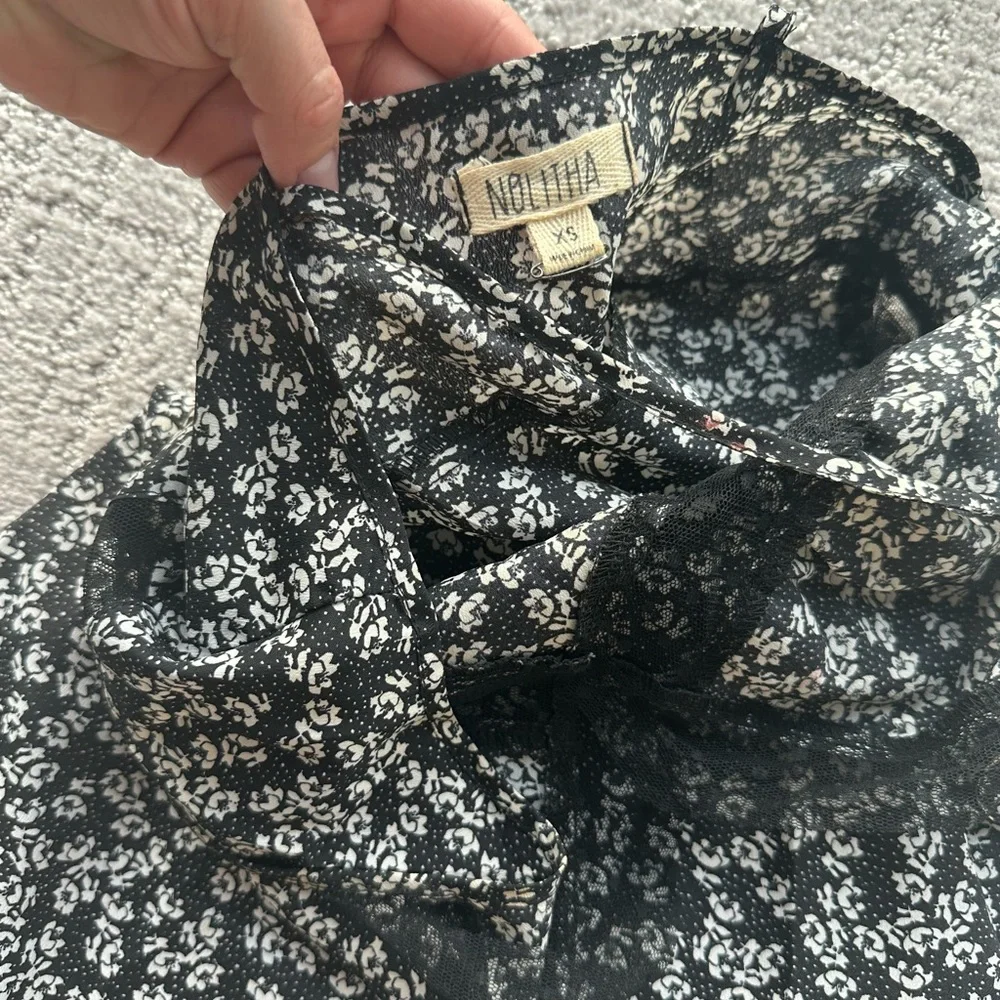 Floral Black and White Women's Dress - Picture 4 of 4